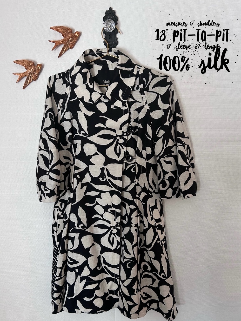Mom MeeMileid Black and White Silk Dress Duster Jacket